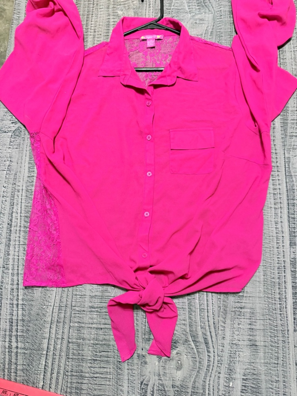Sugar 17 Hot Pink Lace-Back Blouse
